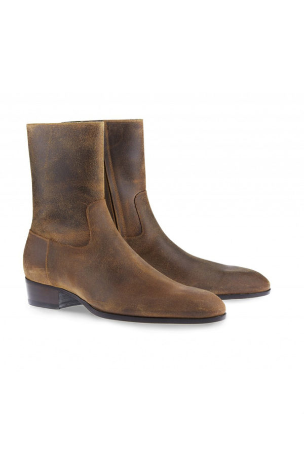 Cash Brown Waxy Leather Boots - Barbanera