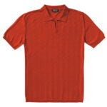 P.P.P. Brick Red Vintage Pattern Knitted Cotton Polo Shirt