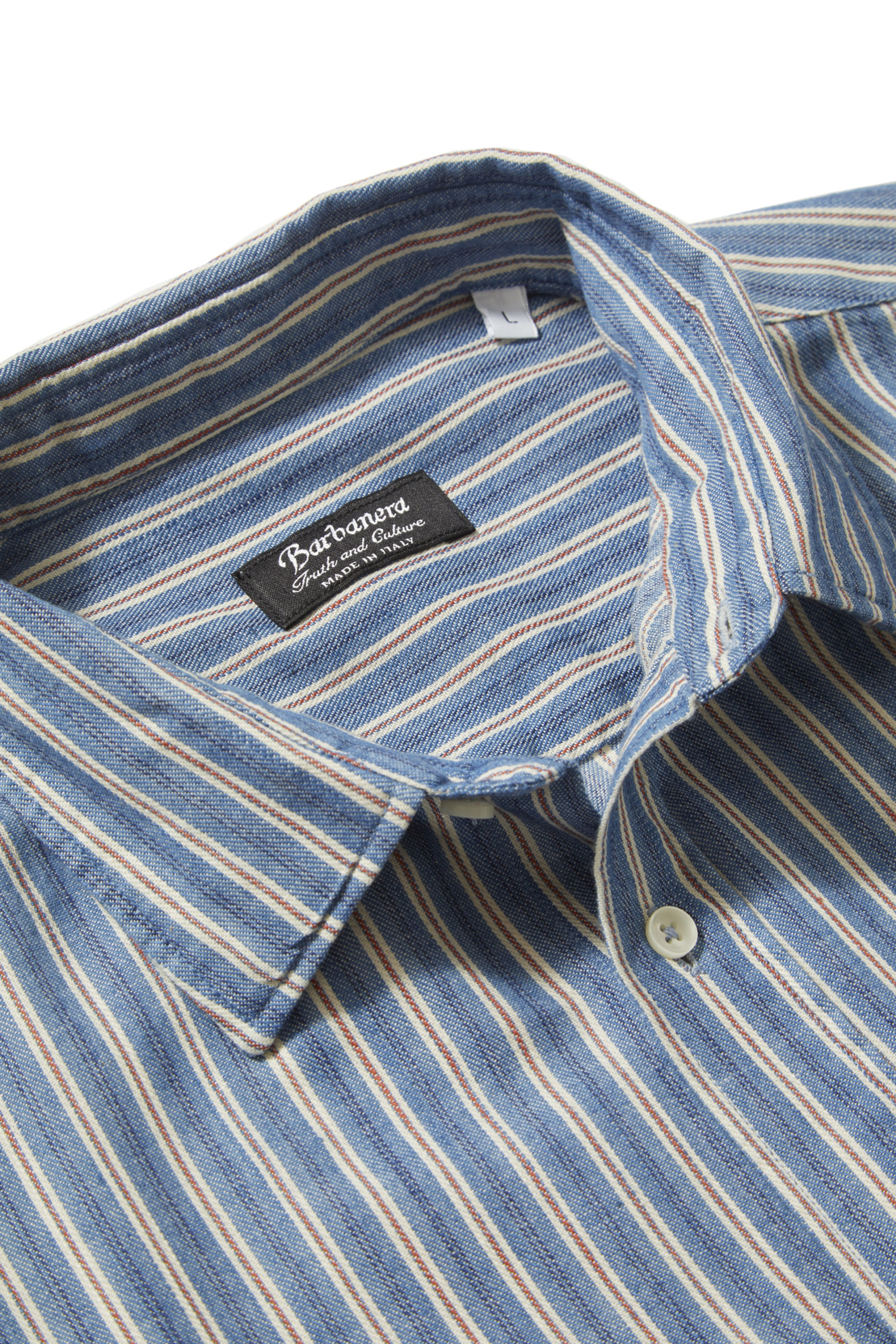 Faulkner Light Blue Striped Japanese Selvedge Cotton Shirt - Barbanera