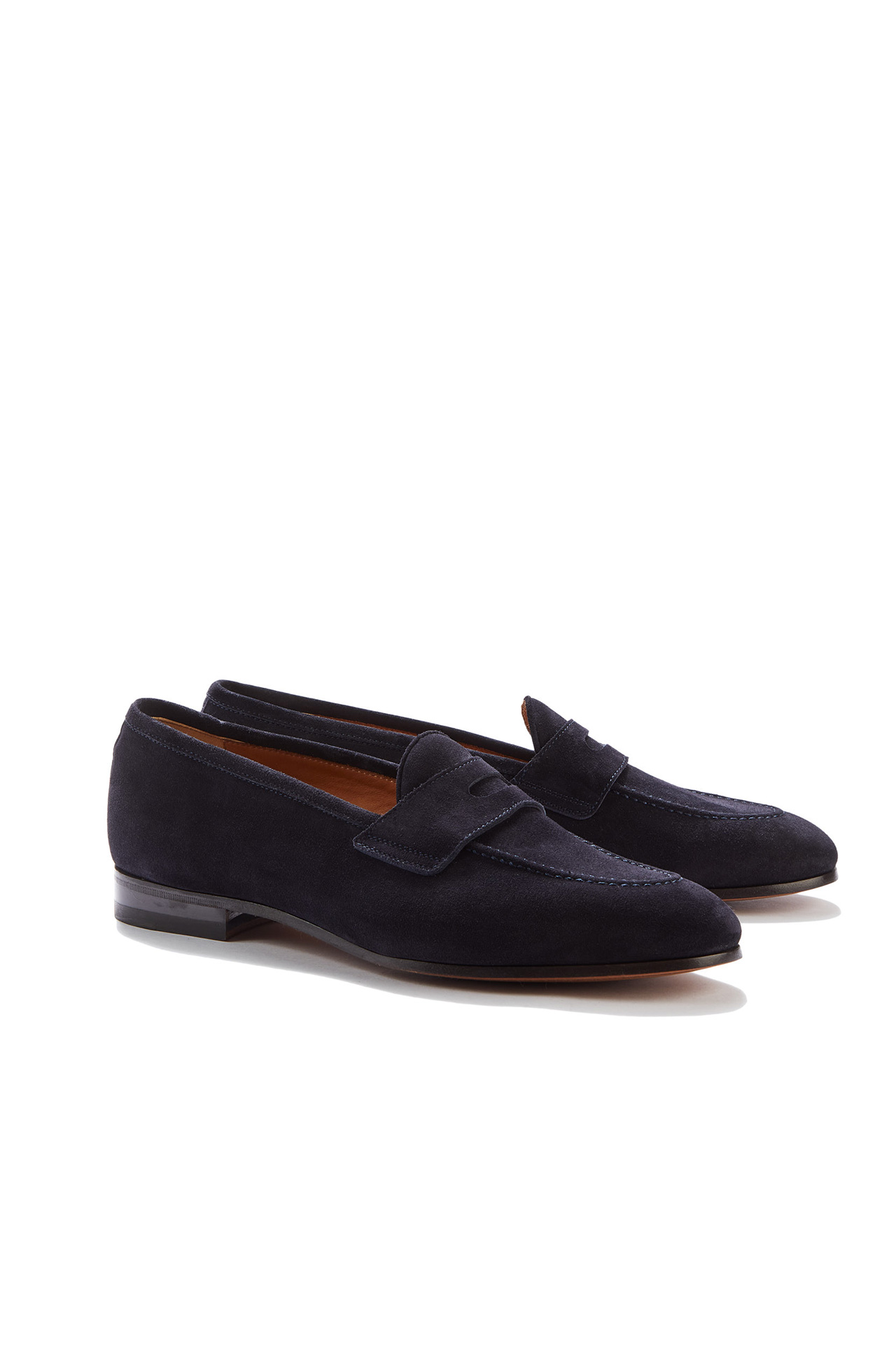 Lawrence Dark Blue Suede Penny Loafers - Barbanera
