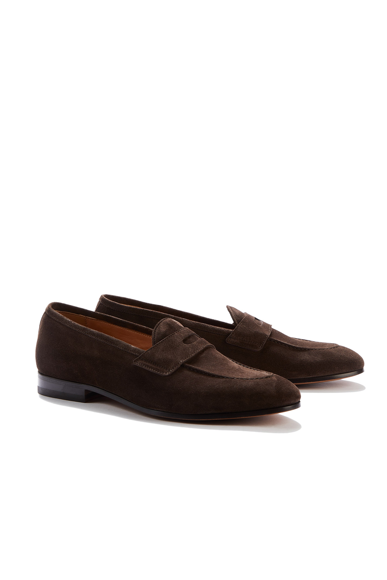 Lawrence Dark Brown Suede Penny Loafers - Barbanera