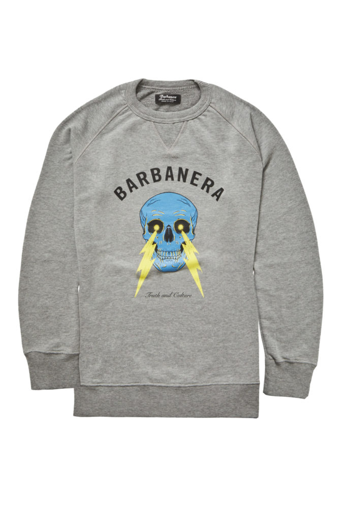 Crew Skull Graphic Barbanera And - Lightning Neck Sweatshirt Melange Bolt Meroni Cotton Grey