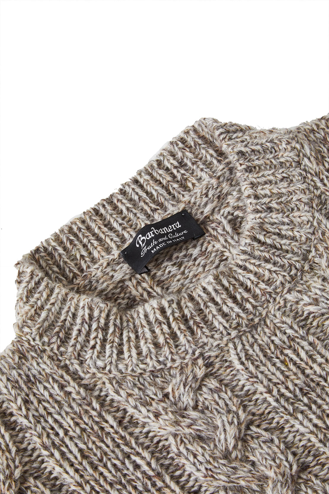 Alfredo Beige Melange Merino Wool Cable-Knit Sweater - Barbanera