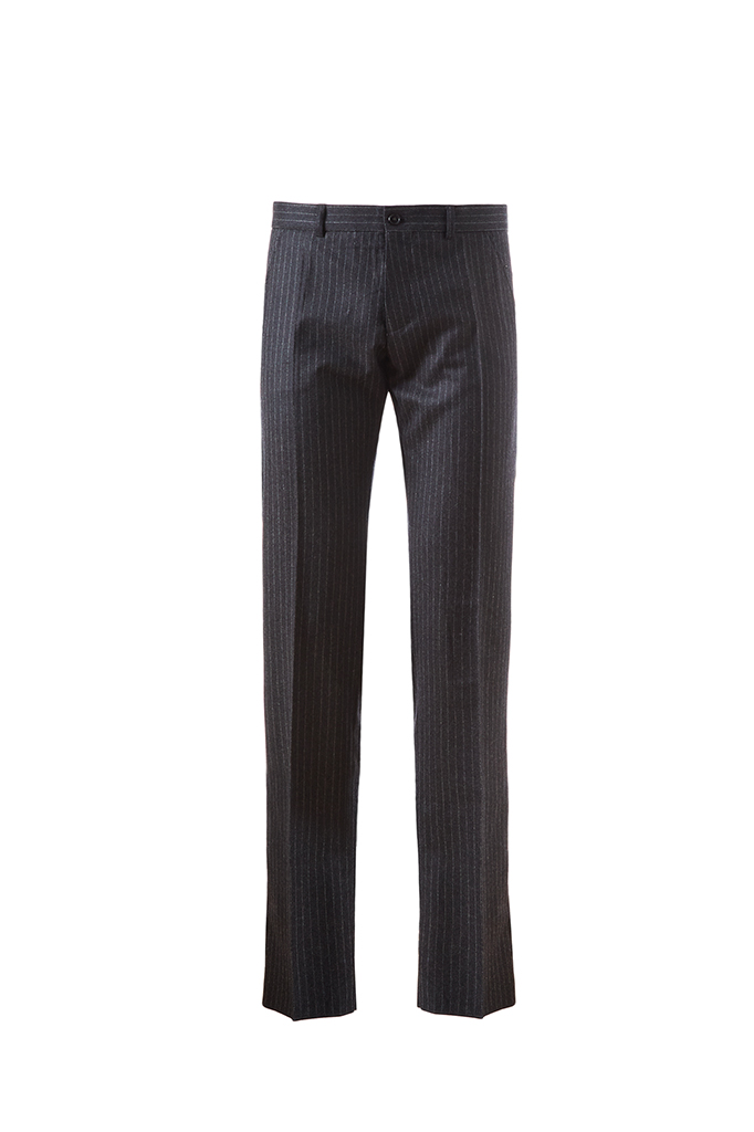 Trinity Grey Pinstriped Wool Trousers - Barbanera