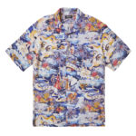 HST Blue Rayon "Land of Aloha" Japanese Fabric Camp Collar Shirt Limited Edition