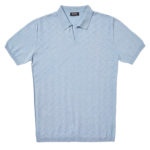 P.P.P. Light blue Vintage Pattern Knitted Cotton Polo Shirt