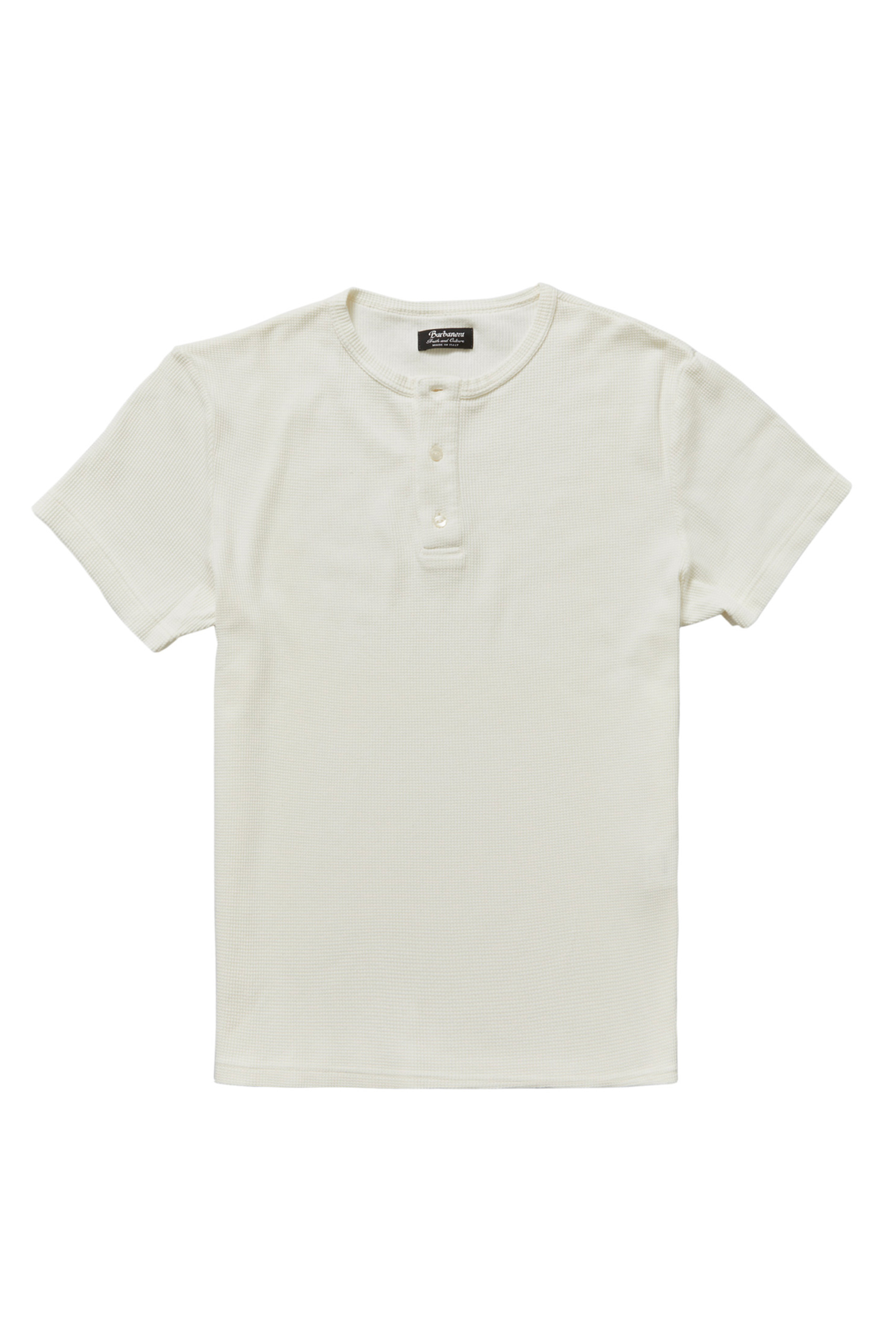 Tuco White Waffle Knit Cotton Henley T-Shirt - Barbanera