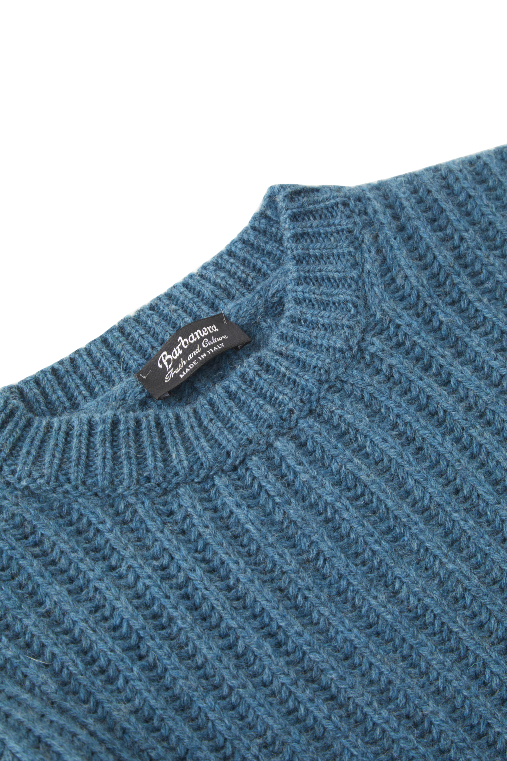 Alfredo Teal Blue Merino Wool English Rib Sweater - Barbanera