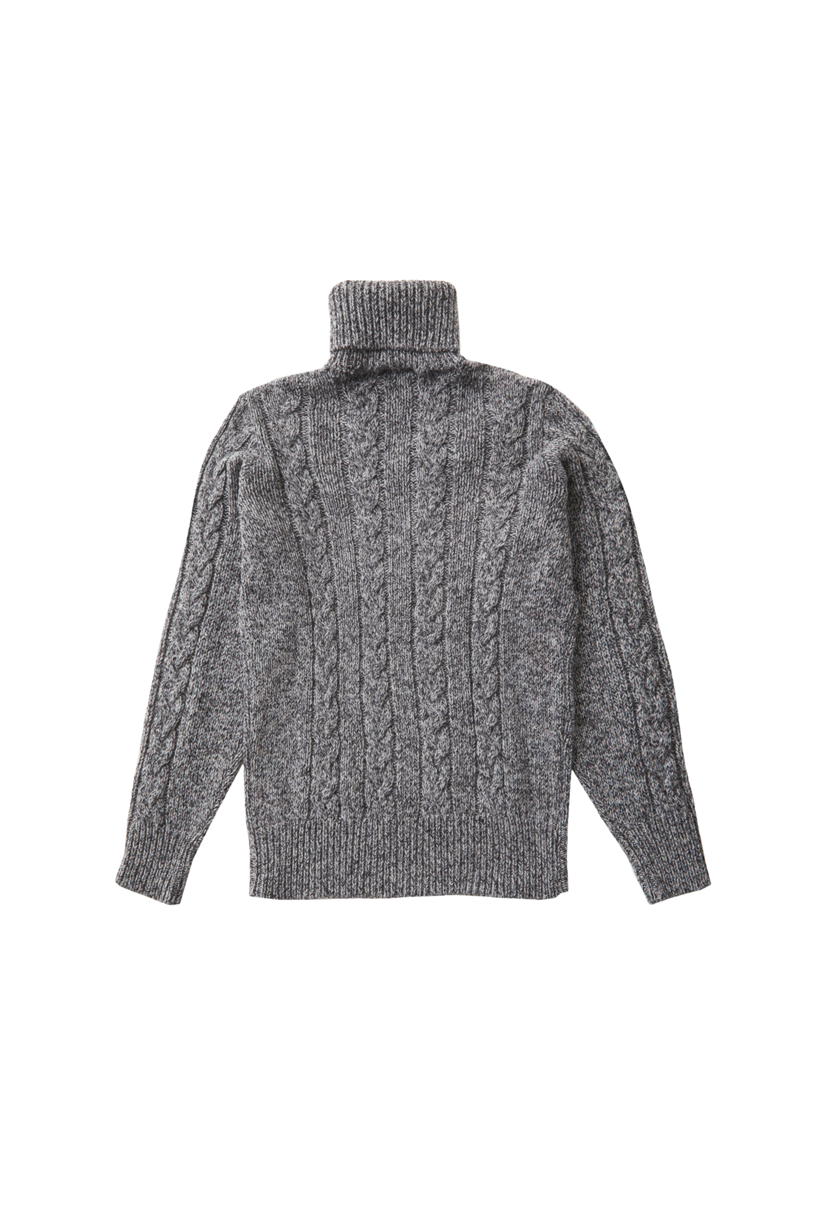 Kirk Light Grey Melange Merino Wool Cable-Knit Turtleneck Sweater ...
