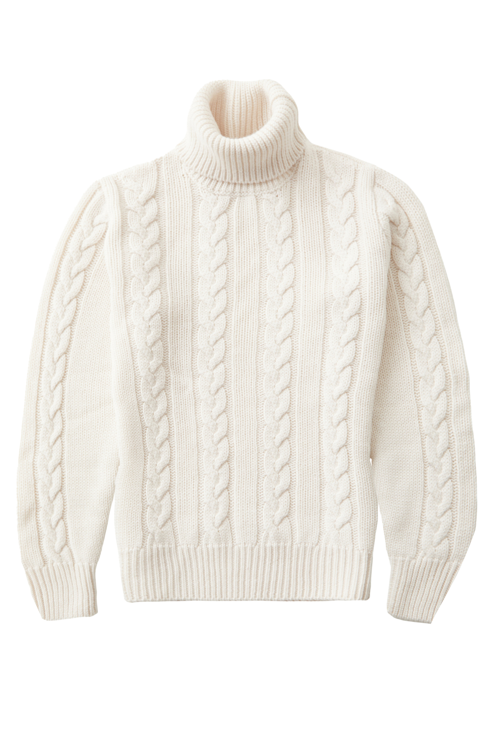 Kirk White/cream Wool Cable-Knit Turtleneck Sweater Barbanera