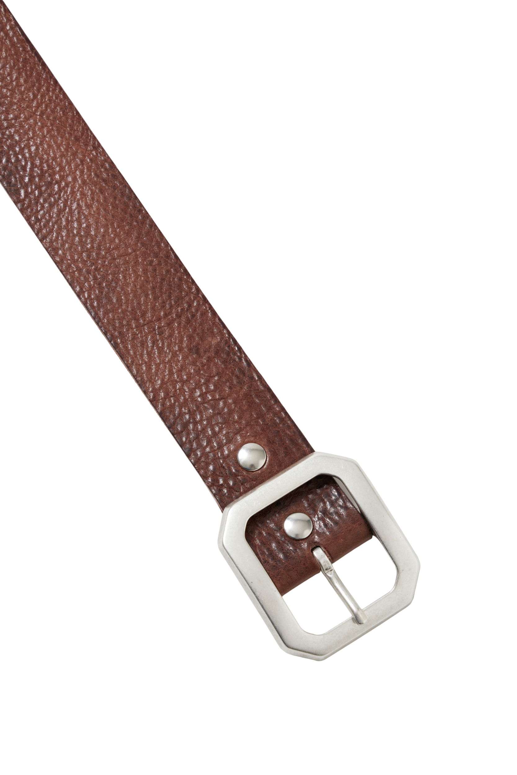 Hardin 40mm Brown Leather Belt with Removable Octagonal Buckle - Barbanera