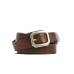 Hardin 25mm Brown Leather Belt with Removable Octagonal Buckle