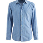 Faulkner Light Blue Striped Japanese Cotton And Linen Fabric Shirt