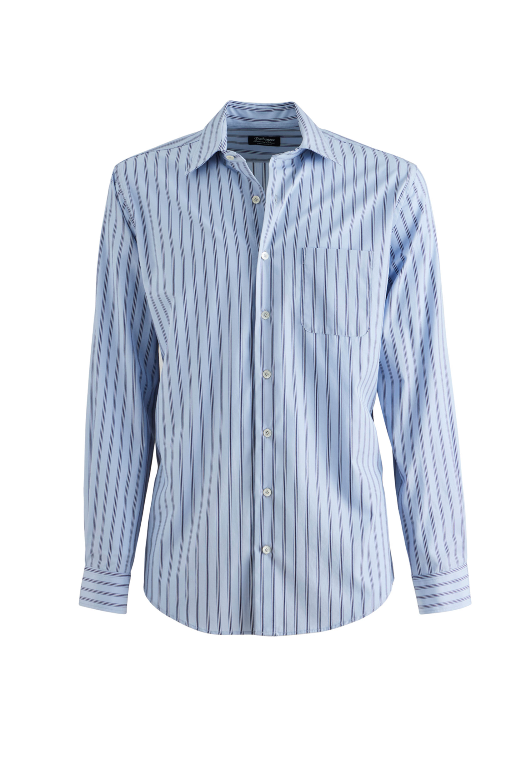 Faulkner Light Blue/Navy Blue Striped Japanese Cotton Shirt - Barbanera