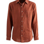 Faulkner Rust Striped Japanese Linen Blend Shirt