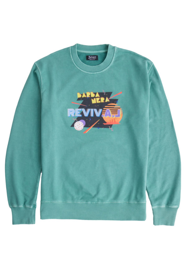 Magic Aqua Teal Crew Neck Cotton La Revival Graphic Loose/relaxed Fit  Sweatshirt - Barbanera