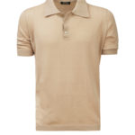 P.P.P. Cream/Tan Knitted Cashmere & Cotton Polo Shirt