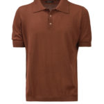 P.P.P. Rust/Brown Knitted Cashmere & Cotton Polo Shirt